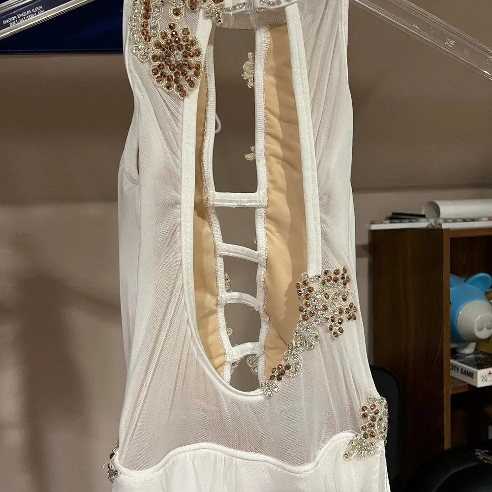 White Embellished Dance Costume Leotard - Brand Unspecified